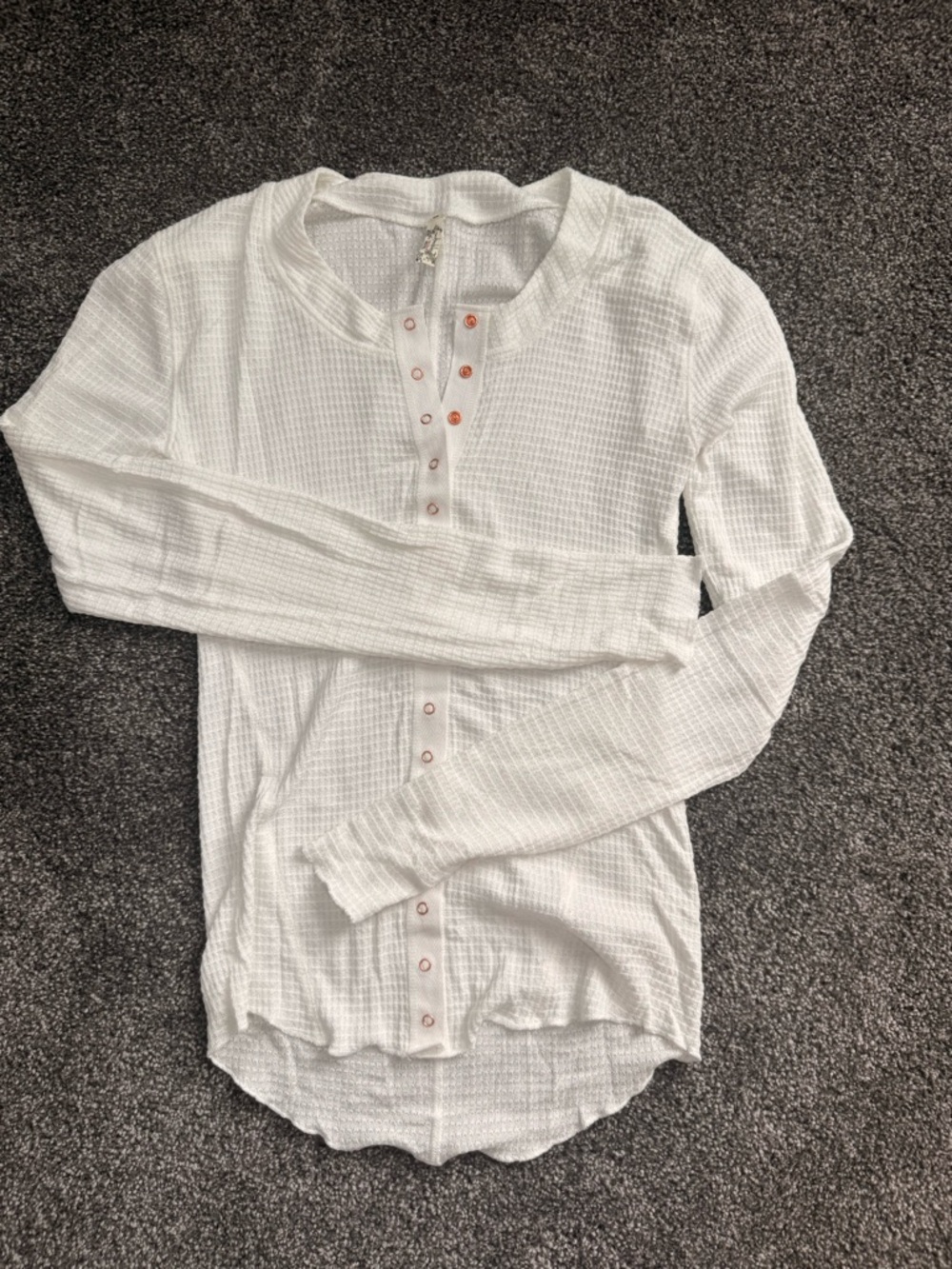 Free People Cream Waffle Knit Henley Top